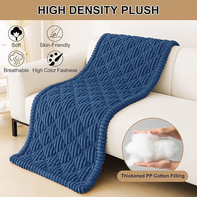 Smiry Pet Couch Cover for Dogs Washable, Non-Slip Fuzzy Couch Covers for 3 Cushion Sofa Pet Friendly, Soft Thick Furniture Protector Sofa Slipcover Mat for Dogs (Navy, 27.6" x 82.7")