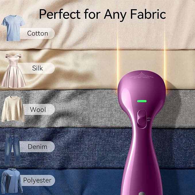 HiLIFE Steamer for Clothes, Handheld Portable Design, 1100W Powerful Steam, 300ml Larger Tank & No Leak Tech, 30S Fast Heat-up, Quick Wrinkle Remover, Compact Size for Travel, ONLY 120V-Orchid Purple
