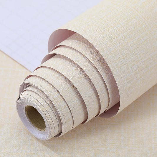 Peel and Stick Wallpaper Beige Grass Cloth Wall Paper - 15.7 x 98 Inch Self Adhesive Wallpaper Peel and Stick, Easy to Paste Wall Contact Paper for Stand Liner, Table and Door Makeover Decor