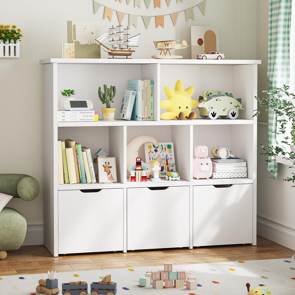 Teckid 2-in-1 Toy Storage Organizer with 5 Cubbies | Home Organization - Image 1