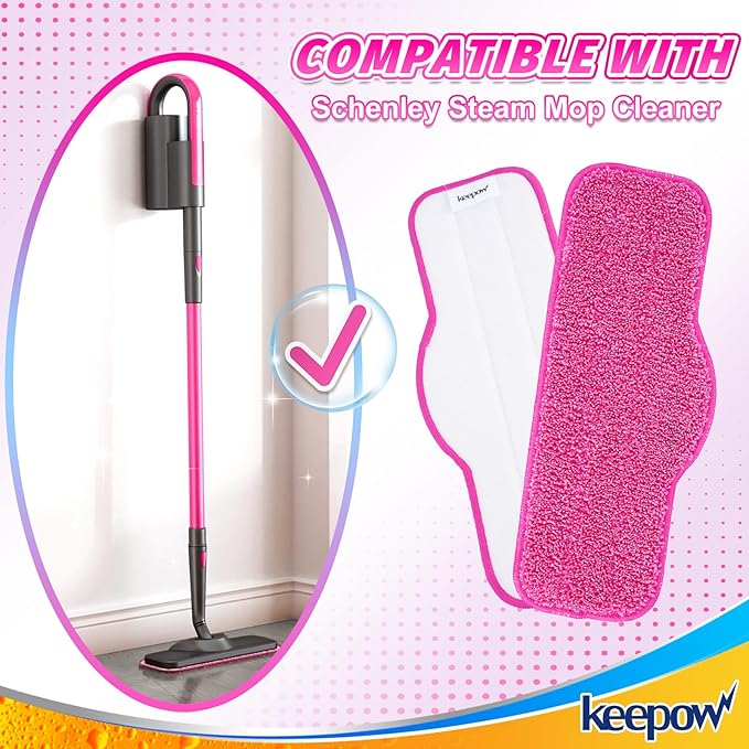 KEEPOW 10 Pack Microfiber Steam Mop Pads Compatible with Schenley Steam Mop Cleaner, Washable and Reusable Replacement Mop Pads Accessoriess Fit for Steam Mop SLFCSM064 & SLFCSM063