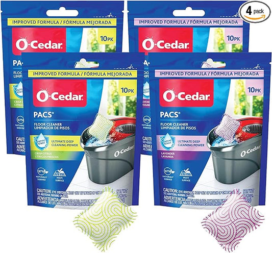 O-Cedar Floor Cleaning 40ct Pacs with Citrus Scent 10ct (2-Packs) and Lavender Scent 10ct (2-Packs)