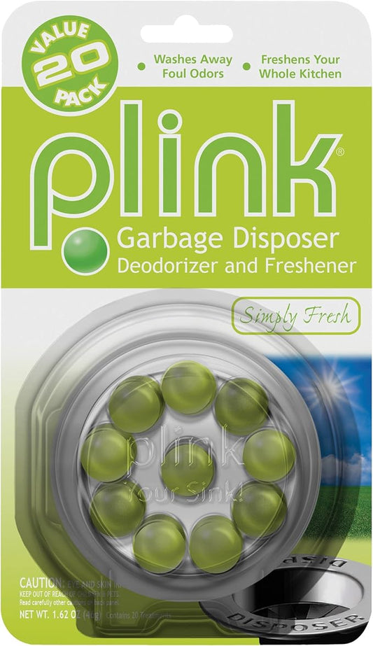 Plink 9025 Garbage Disposer Cleaner and Deodorizer, Simply Fresh Scent, Value Pack of 20
