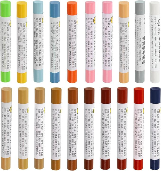 uxcell Furniture Repair Wax Crayons Kit, 20Pcs - Wood Filler Stick, Touch Up Furniture Markers - for Scratches Holes Tables Desks Wooden Floor Laminate Covers, Color Series