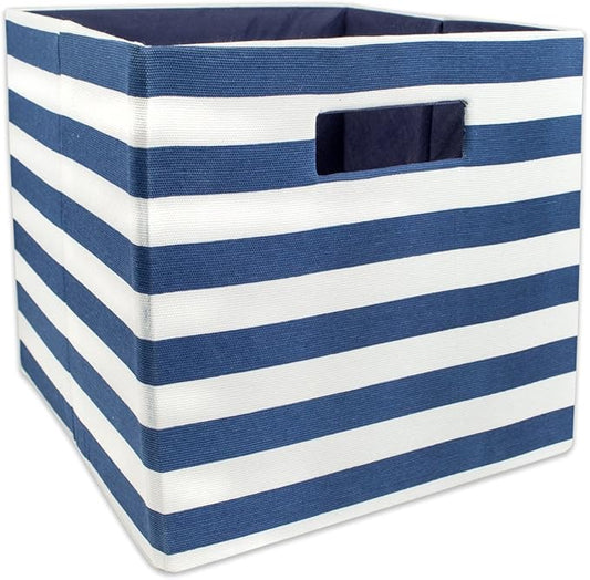 DII Polyester Cube Storage Collection Hard Sided Collapsible, 11x11x11, Nautical Blue
