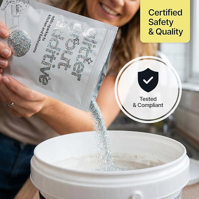 Hemway Glitter Grout Additive add Sparkle to Mosaic Tiles, Bathrooms, Wet Rooms, Kitchens, Tiled Based Rooms and Cement Based Grouts 100g / 3.5oz - Gold Holographic