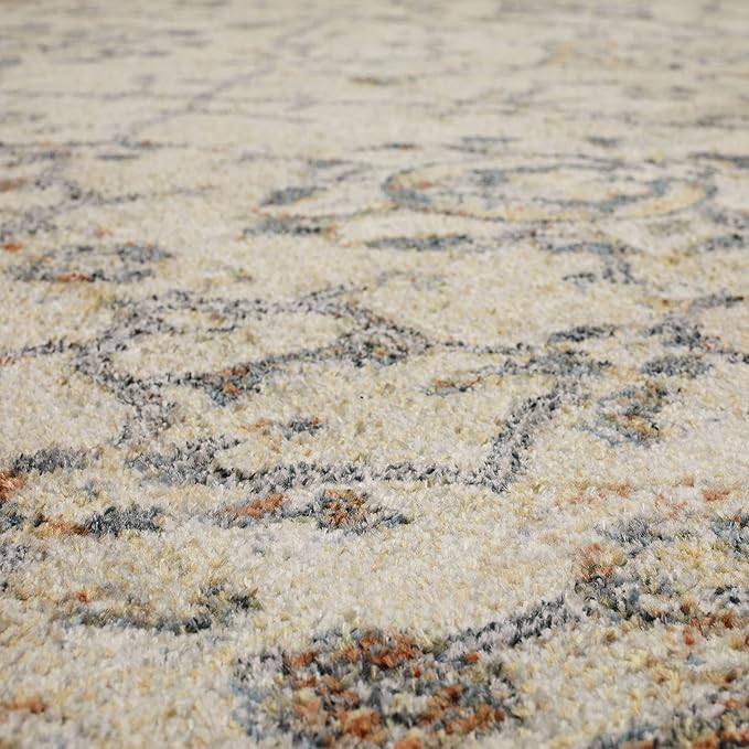 Mohawk Home Garrett Floral Ornamental Cream 2' x 10' Area Rug Perfect for Living Room, Dining Room, Office