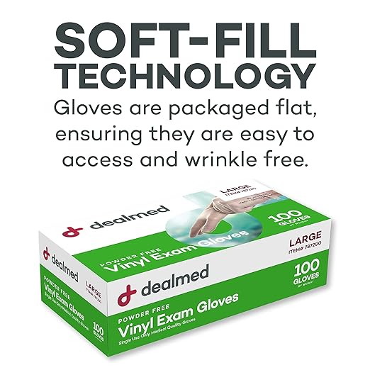 Dealmed Vinyl Exam Protection – 100 ct. Large Medical, Kitchen, Disposable, Non-Irritating Latex Free (Pack of 1)