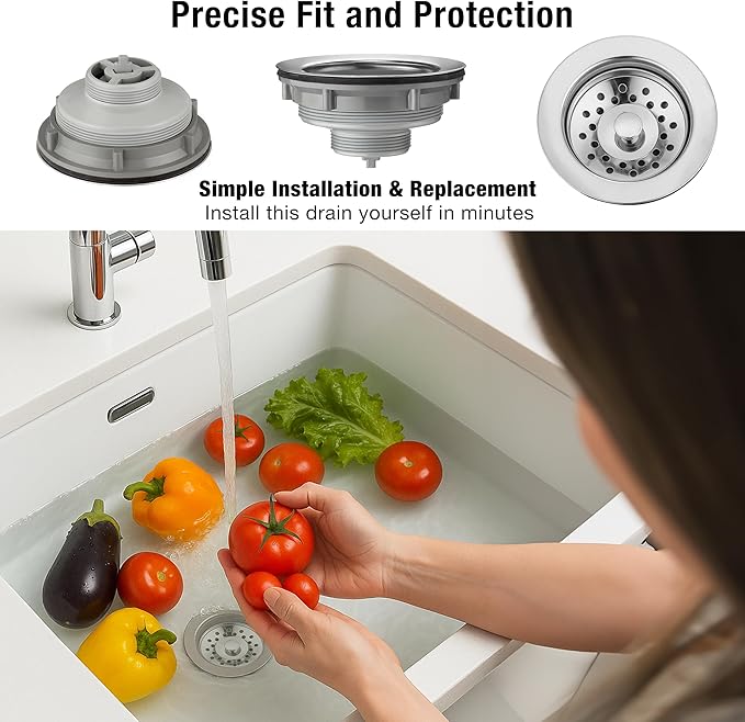 Pacific Bay Sink Strainer with Stainless Steel Removable Basket (3.5” Drain) (Pack of 4)