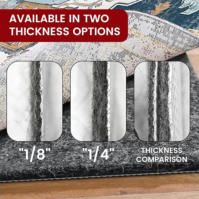 Waterproof Rug Pad, 9x12 ft Area Rug Non-Slip Carpet Pad, Non-Slip Rug Pads for All Floors and Finishes, Felt Pad for Hardwood Floors, Keeps Carpets in Place Soft and Safe