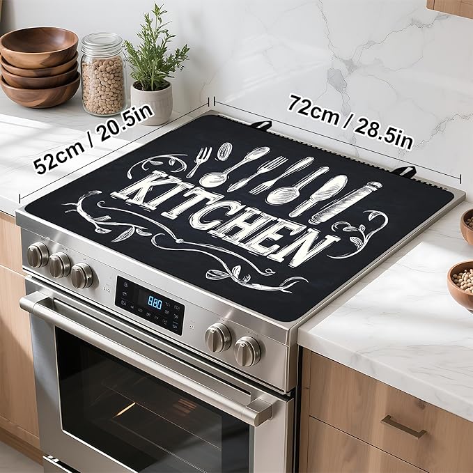 Stove Top Cover Flower Gas Stove Top Cover for Home Decoration Kitchen Pad Non-Stick Washable Cooktop Covers Countertop Protector Keep Stove Clean (Kitchen-2, 28L"x20W")