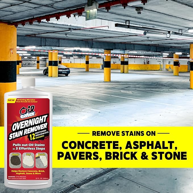 Oil Eater Overnight Concrete Stain Remover – Driveway, Garage & Paver Oil Stain Cleaner