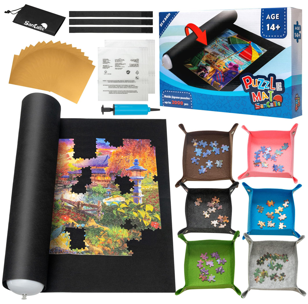 Puzzle Mat Roll Up to 2000 Pieces - 51"x 34" Extra | Home Organization - Image 1