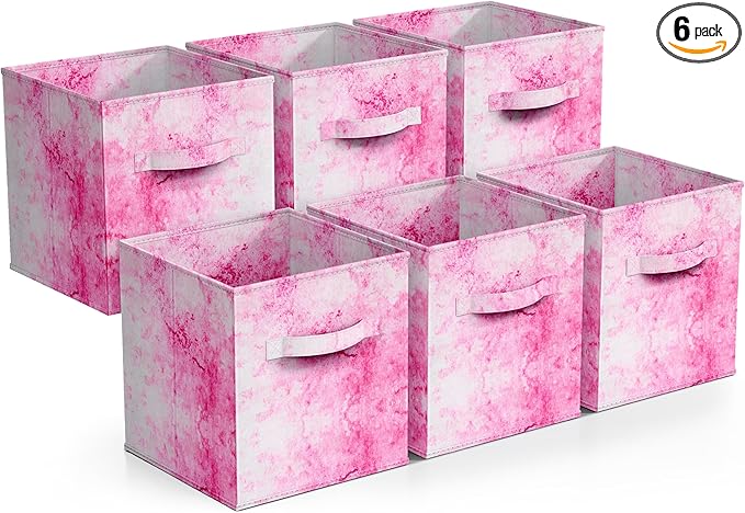 Sorbus Fabric Storage Cubes - 6 Foldable Tie Dye Storage Bins for Organizing Cubbies, Toy Box - Clothes Storage & Closet Organizer - 11 Inch Collapsible Cube Baskets for Shelves with Handle (Tie Dye)