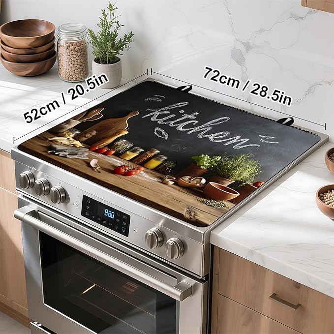Stove Top Cover Flower Gas Stove Top Cover for Home Decoration Kitchen Pad Non-Stick Washable Cooktop Covers Countertop Protector Keep Stove Clean (Kitchen-1, 28L"x20W")