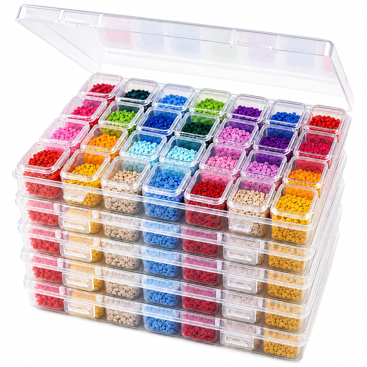 5-Pack 28-Grid Clear Plastic Small Bead Organizer Storage Box - Image 1