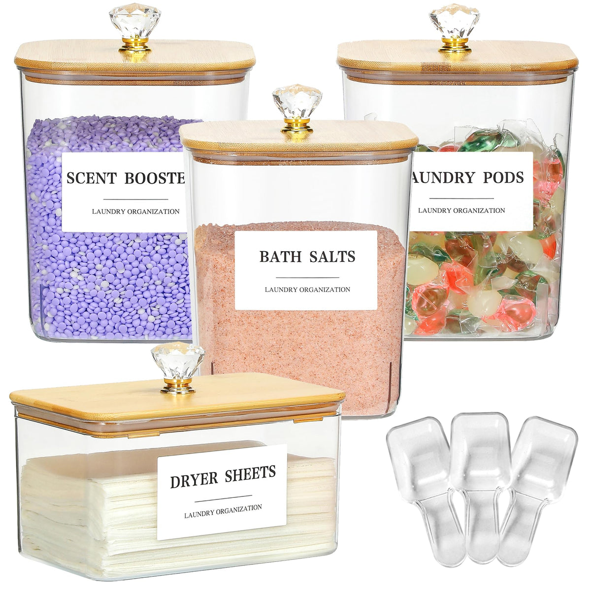 4 Pack Clear Laundry Pods Container & Dryer Sheet Holder - Image 1