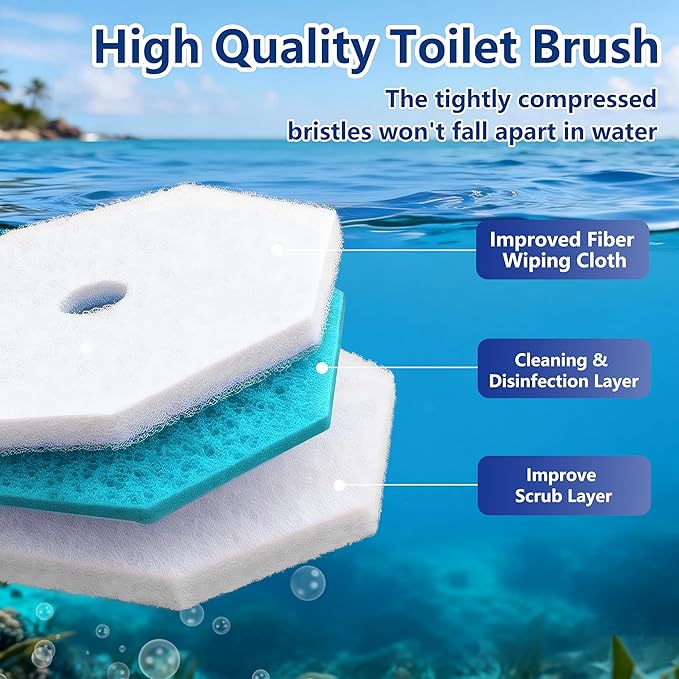 Disposable Toilet Brush with 42 Wand Refills, Wall Mounted Toilet Brush and Holder Set - Effortless Disposable Toilet Bowl Cleaner Wand (Rainforest Scent)