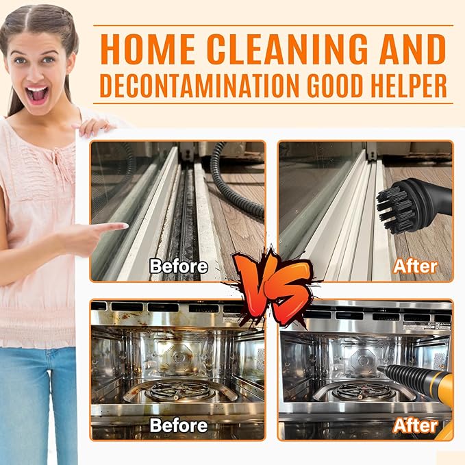 Powerful Handheld Steam Cleaner with 11pcs Attachments for All Surface Cleaning, Chemical Free Steam Cleaner for Home, Steamer for Cleaning Bathrooms, Kitchens, Tile, Grout, Windows, Shower, Couch,Car