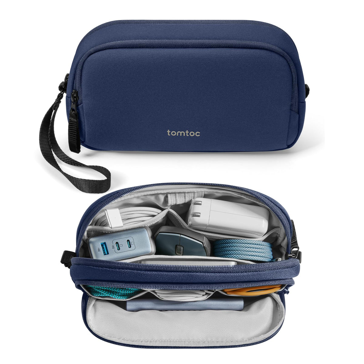 tomtoc Electronic Organizer Travel Case, Dual Compartment Tech - Image 1