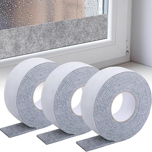 3 Roll 13.12Ft x 2Inch Window Condensation Prevention Absorber, 5mm Think Condensation Water Moisture Absorber Tape, Reusable Window Condensation Absorber Strips to Prevent Condensation