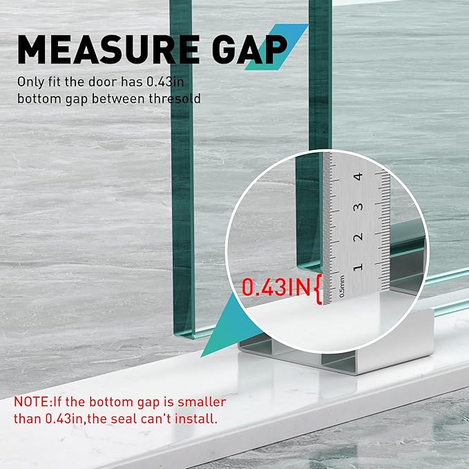 Sliding Shower Door Bottom Seal, 2 PCS 1/2" x 36" Sliding Shower Door Sweep for 1/2 Inch Glass, Frameless Glass Door Seal Strip Stop Shower Leaks and Create a Water Barrier