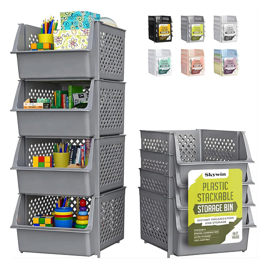 Skywin Stackable Storage Bins Open Front for Pantry - Image 1