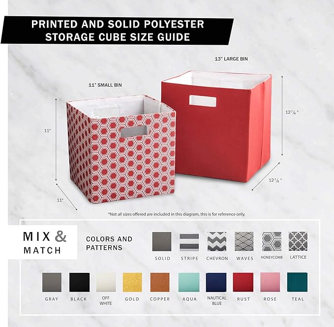 DII Polyester Cube Storage Collection Hard Sided Collapsible, 11x11x11, Nautical Blue