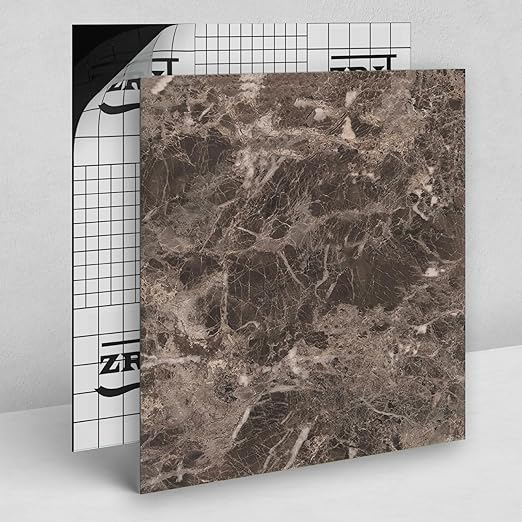 40 Pack Cover 40 Sq.Ft Peel and Stick Floor Tiles, 12” x 12” Self Adhesive Vinyl Flooring Easy DIY Installation for Kitchen, Living Room, Laundry, RV, Brown Marble