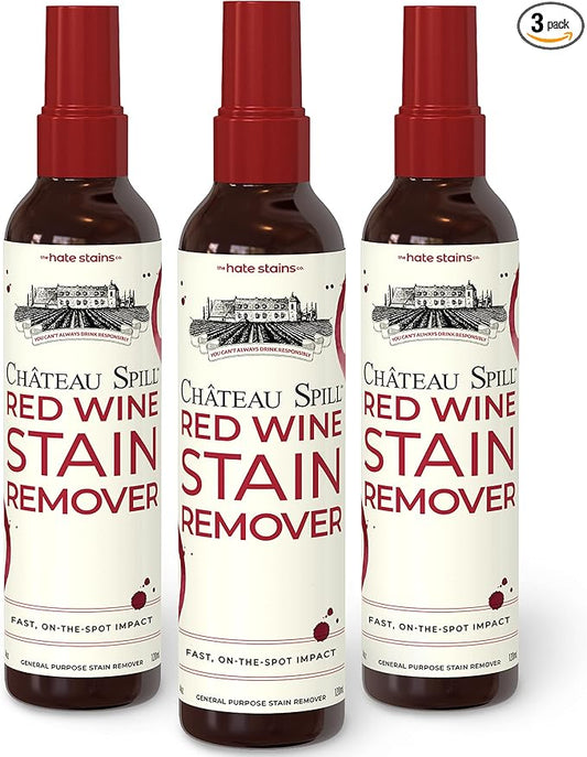 Chateau Spill Wine Stain Remover Spray - Clothes & Laundry Stain Remover - Wine Carpet Cleaner - EPA Safer Choice Certified - 4 Fl Oz (Pack of 3)