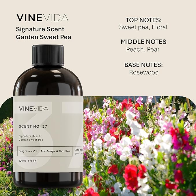 VINEVIDA [4oz] Garden Sweet Pea - Fragrance Oil for Candle & Soap Making - Natural Candle Scents Made in USA
