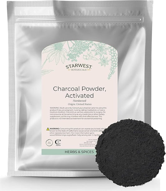 Starwest Botanicals Activated Hardwood Charcoal Powder - Use for Teeth Whitening, Face Masks, Skin Care, & Cleaning, Food Grade as a Processing Aid, Certified Kosher - Bulk 1 lb Bag