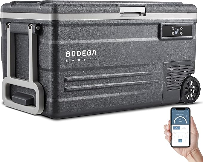 BODEGA BODEGACOOLER 12 Volt Car Refrigerator,80 Quarts Portable Fridge,75L RV Freezer Single Zone,with APP Control,-4℉-68℉ Car Cooler,12/24V DC & 100-240V AC for Travel, Camping,Outdoor,Truck,SUV