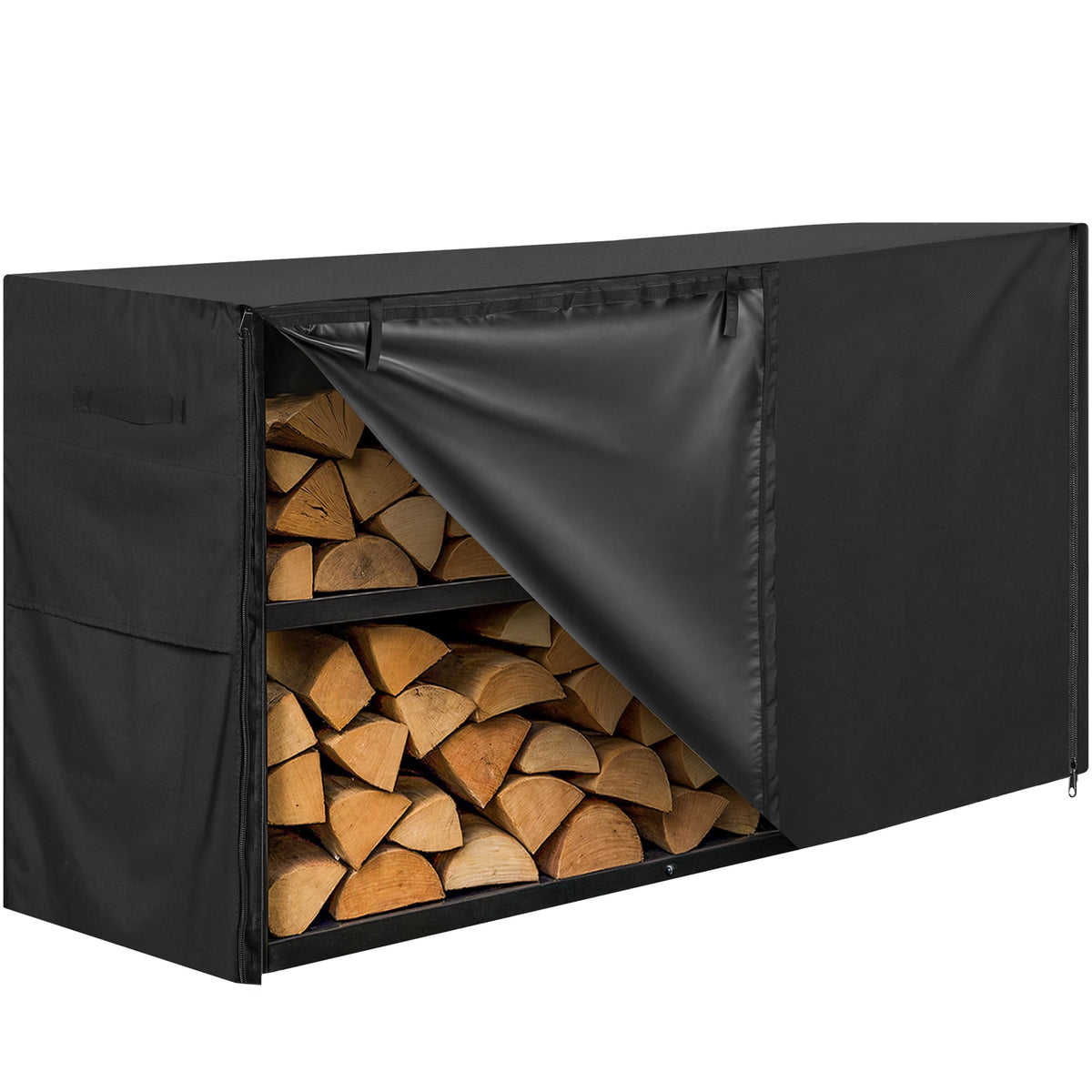 5ft Waterproof Firewood Rack Cover - Heavy Duty Black 600D - Image 1