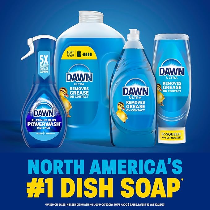 Dawn Ultra Original Dish Soap Refill Jug, Large Size Original Blue Liquid Dishwashing Detergent, Powerful Dawn Dish Soap for Grease, 51.5 oz