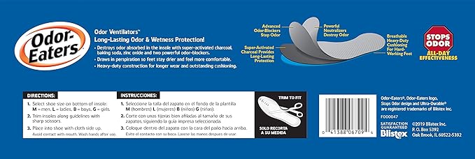 Dr. Scholl's ODOR-X FOOT ODOR PROBIOTIC SPRAY, 4 oz // Immediately Eliminates The Worst Odors & Odor-Eaters Blue Unisex Shoe Insoles, Control Odor and Wetness