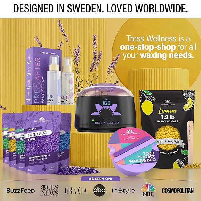 Tress Wellness Wax Beads - Safe for Skin - Dermatologically Tested - At-Home Kit for Bikini - Lemon, 2 x 1.2lb, 2 pack