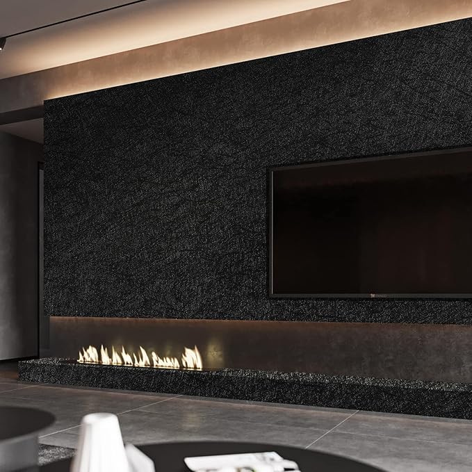 Peel and Stick Wallpaper Black Silk Wall Paper - 35.4 x 118.1 Inch Self Adhesive Wallpaper Peel and Stick, Easy to Paste Wall Contact Paper for Stand Liner, Table and Door Makeover Decor