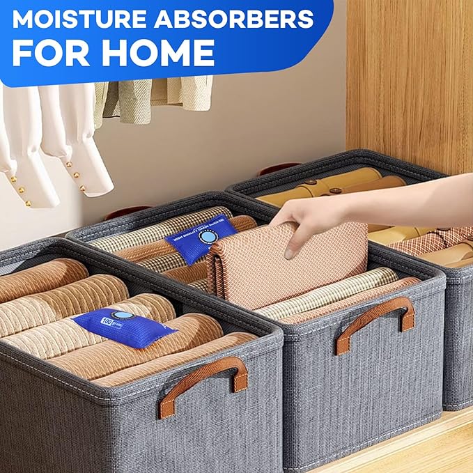 Rechargeable Desiccant Packs 6-Pack – Color Indicator, Reusable Moisture Absorber for Closets & Storage