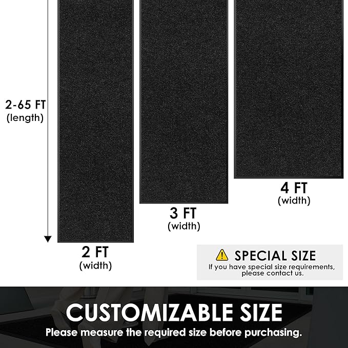 3′ x 53′ Front Door Mat Indoor Outdoor Entrance, Commercial Floor Mat Heavy Duty Dirt Trapper Entryway Doormat, Custom Size Non Slip Rubber Backing Welcome mat, Door Mat for High Traffic Area