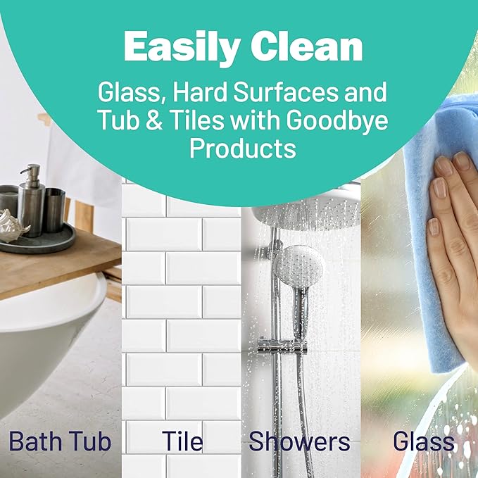 Goodbye Naturally Glass Cleaner, All Surface Cleaner, and Tub and Tile Bathroom Cleaner, Safe and Effective All Natural Cleaning Products, 14 oz Continuous Spray Cans, 3 Pack