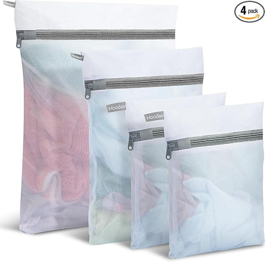 Mesh Laundry Bags for Delicates, 4Pcs Laundry Bags Mesh Wash Bags,Lingerie Bags for Washing Delicates, Laundry Bag for Delicates (1 Large,1 Medium,2 Small)