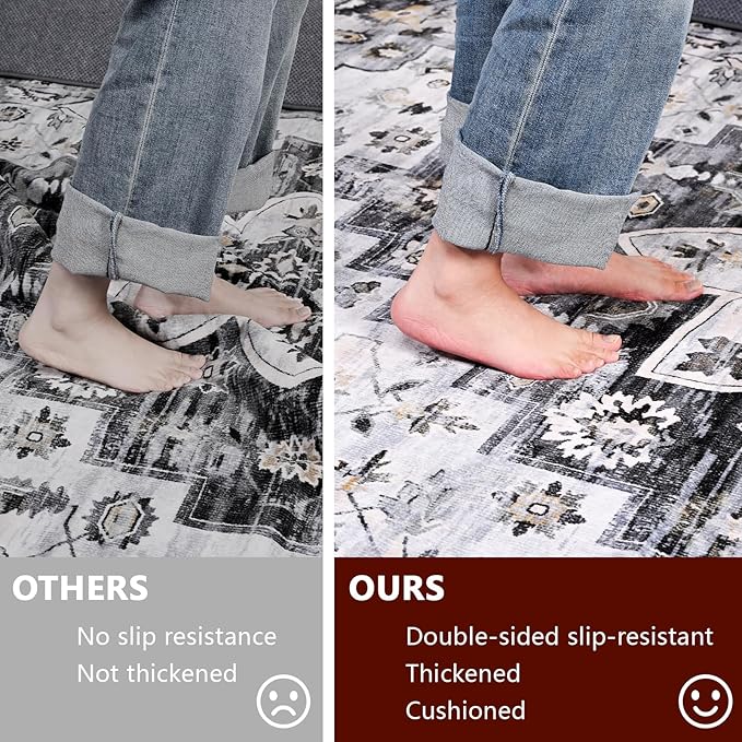 Non Slip Rug Pad Gripper, 8 x 10 Ft Extra Thick Foam Under Area Rug Carpet Pads for Any Hard Surface Floors, Keep Your Carpets Safe and in Place, Prevent Rug from Wrinkling or Buckling