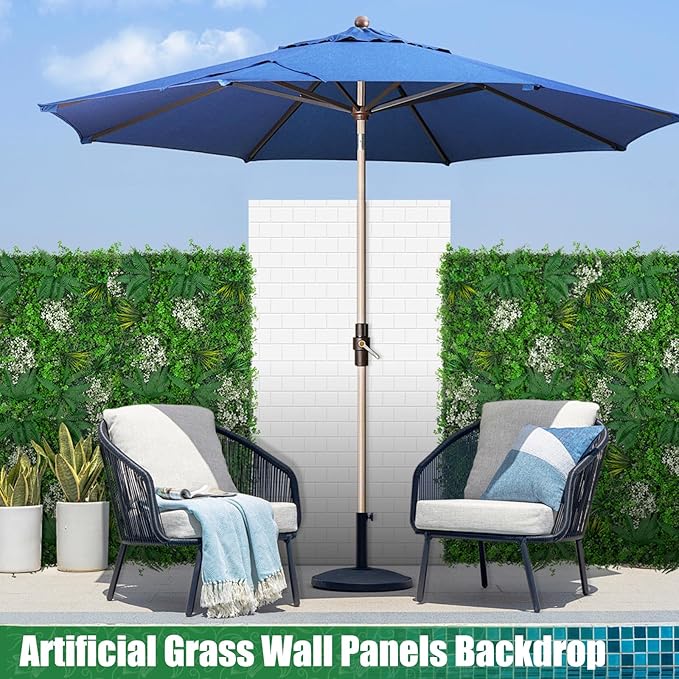 20"x20" Grass Wall Panels, 12PCS Artificial Greenery Backdrop Wall with UV Resistant Leaves, Faux Green Wall Decor for Outdoor Indoor Patio Garden Backyard