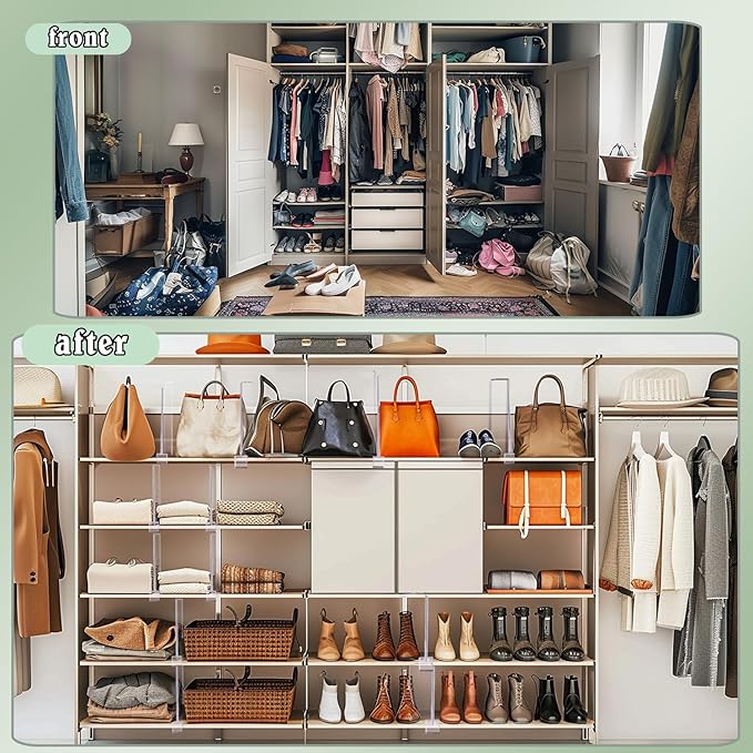 Shelf Dividers for Closet Organization, 12Pcs Closet Purse Organizeder Acrylic Shelf Dividers Purse Closet Organized Closet Dividers for Shelves Clear Shelf Dividers Shelf Separators in Closet (5Pcs)