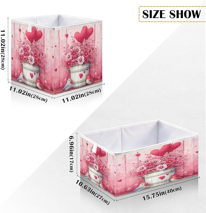 Bolaz Birds Flowers Balloons Closet Organizers Storage Cubes Storage Bins Shelf Baskets Containers for Home Room Office,Square
