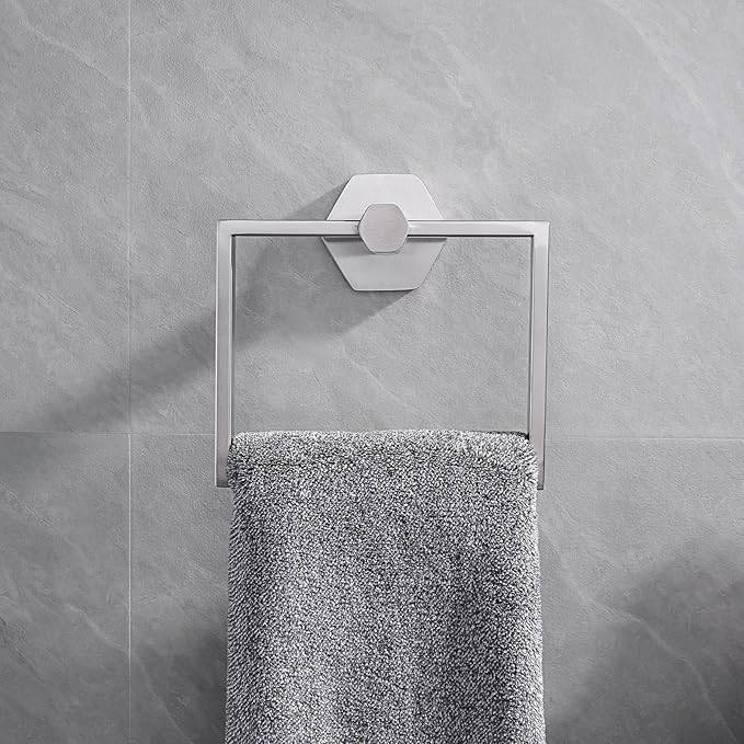 GERZWY SUS 304 Stainless Steel 2 Piece Bathroom Hardware Set Towel Ring and Toilet Paper Holder Wall Mounted, Brushed Finish