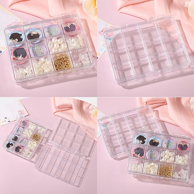 12 grid acrylic storage box, nail jewelry and earring display cabinet, nail art craft storage box with transparent cover, fishing bait, rock collection