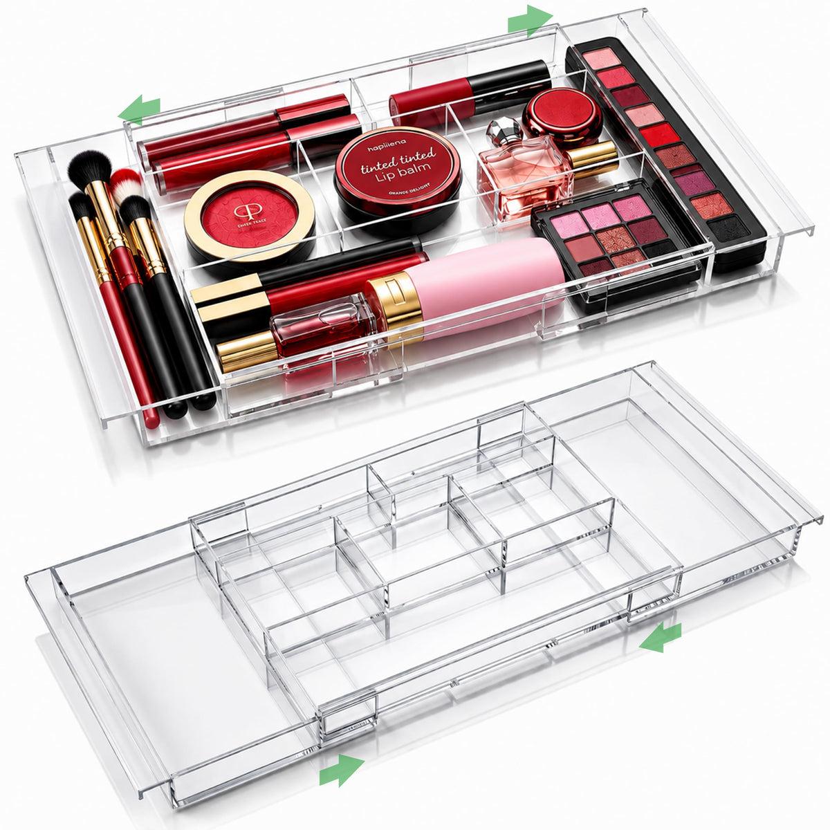 Masirs Expandable Drawer Organizer - Customizable Makeup Vanity - Image 1