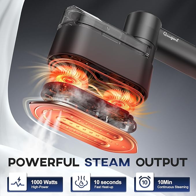 Travel Steamer for Clothes Small Iron - 1000W Portable Steamer & Mini Iron,10s Fast Heat, Handheld Mini Steamer with 8FT Cord, Foldable Handle, Travel, College Dorm & Home Essentials (Black)